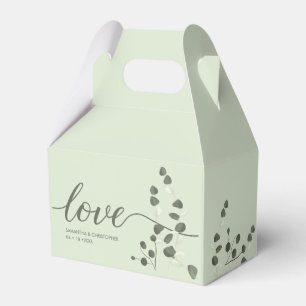 Sage green Wedding Liebe Script Eucalyptus Custom Geschenkschachtel