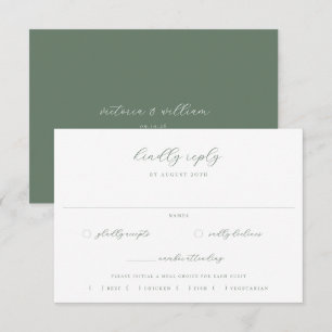 Sage Green Wedding Meal Wahl RSVP Karte