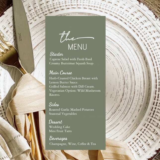 Sage Green Wedding Menu Card Editable Template Einladung (Von Creator hochgeladen)