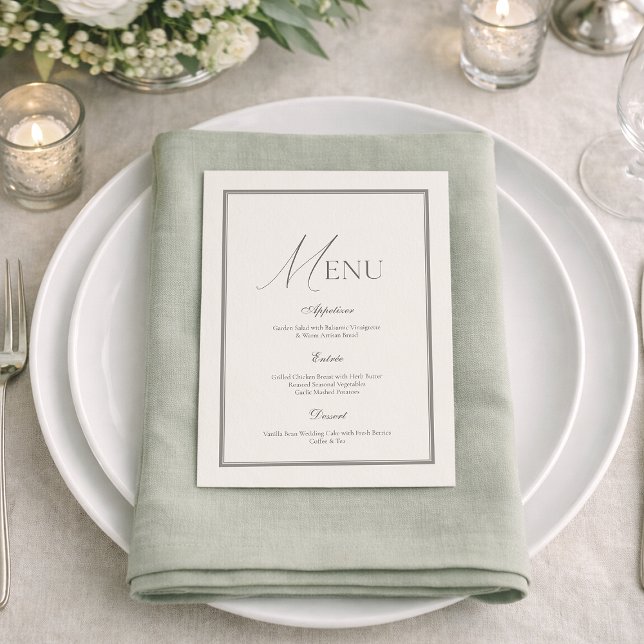 Sage Green Wedding Menu | Elegant Ivory Floral  Einladung (Von Creator hochgeladen)