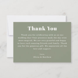 Sage Green Wedding | Minimalist Elegant Garden Dankeskarte