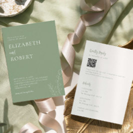 Sage Green Wedding Minimalist Modern QR Code Einladung