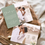 Sage Green Wedding Minimalistisch Dankeschön Karte<br><div class="desc">Budget Hochzeit Dankeschön Karten,  die ein Foto auf der Vorder- und Rückseite haben. Die Dankeschön-Karten enthalten eine moderne,  handgeschriebene,  kursive Schriftzeichen-Typografie,  die elegant,  einfach und modern nach Ihrer Hochzeitsfeier zu benutzen sind.</div>