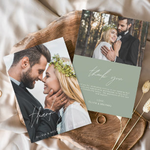 Sage Green Wedding Minimalistisch Dankeschön Karte