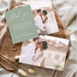 Sage Green Wedding Minimalistisch Dankeschön Karte<br><div class="desc">Budget Hochzeit Dankeschön Karten,  die ein Foto auf der Vorder- und Rückseite haben. Die Dankeschön-Karten enthalten eine moderne,  handgeschriebene,  kursive Schriftzeichen-Typografie,  die elegant,  einfach und modern nach Ihrer Hochzeitsfeier zu benutzen sind.</div>