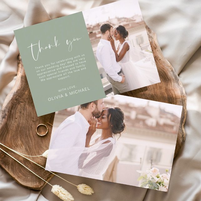 Sage Green Wedding Minimalistisch Dankeschön Karte (Von Creator hochgeladen)