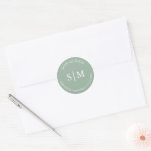 Sage Green Wedding Mit Monogramm Runder Aufkleber