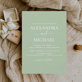 Sage Green Wedding Modern Typografy Einladung