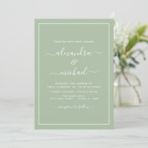 Sage Green Wedding Modern Typografy Einladung