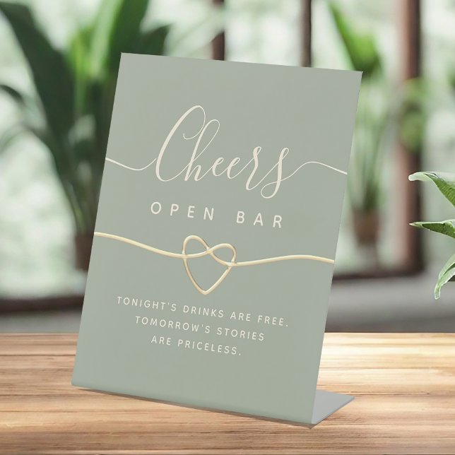 Sage Green Wedding Open Bar Pedestal Sign Sockelschild (Von Creator hochgeladen)
