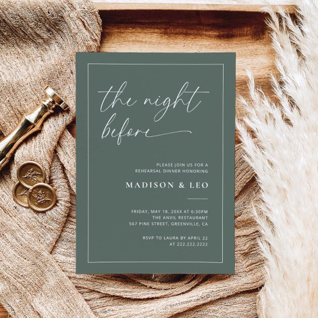 Sage Green Wedding Probe Dinner Einladung (Von Creator hochgeladen)