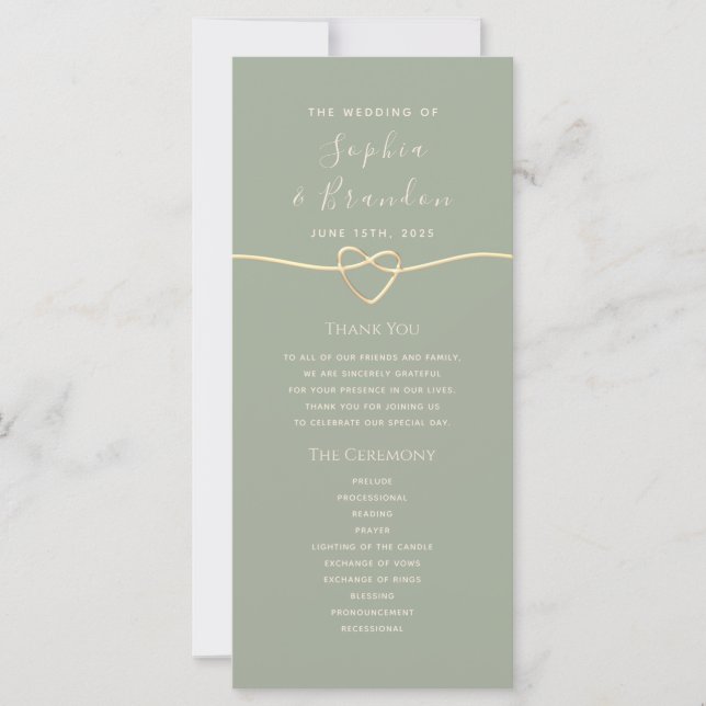 Sage Green Wedding Programm (Vorderseite)