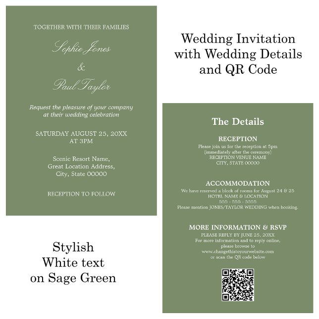 Sage Green Wedding QR Code UAWG Einladung (Von Creator hochgeladen)