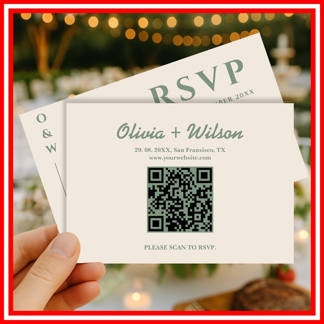 Sage Green Wedding QR Code UAWG RSVP Karte (Von Creator hochgeladen)
