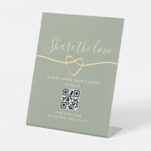 Sage Green Wedding QR Codezeichen - Teilen Sie die