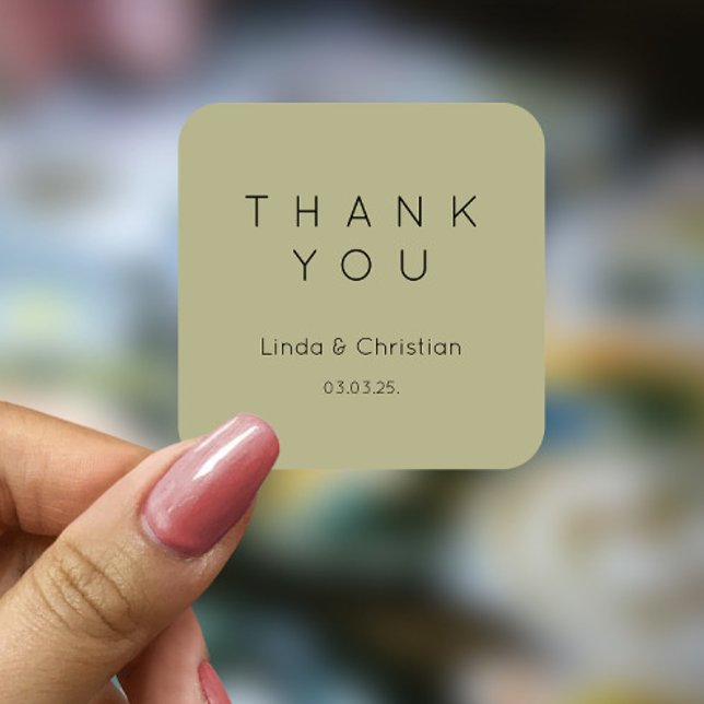 Sage Green Wedding Quadratischer Aufkleber (Von Creator hochgeladen)