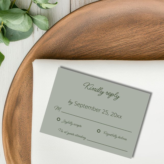 Sage Green Wedding RSVP Card Dankeskarte (Von Creator hochgeladen)