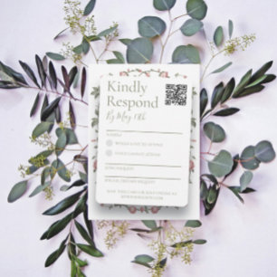Sage Green Wedding RSVP QR Code Antwortkarte Feiertagskarte