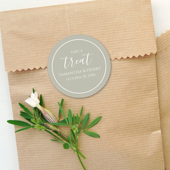 Sage Green Wedding Simple Calligraphy Script-Lecke Runder Aufkleber (Von Creator hochgeladen)