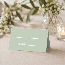 Sage Green Wedding Simple Calligraphy White Script Platzkarte