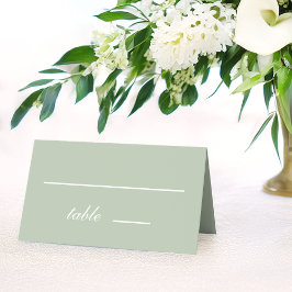 Sage Green Wedding Simple Calligraphy White Script Platzkarte