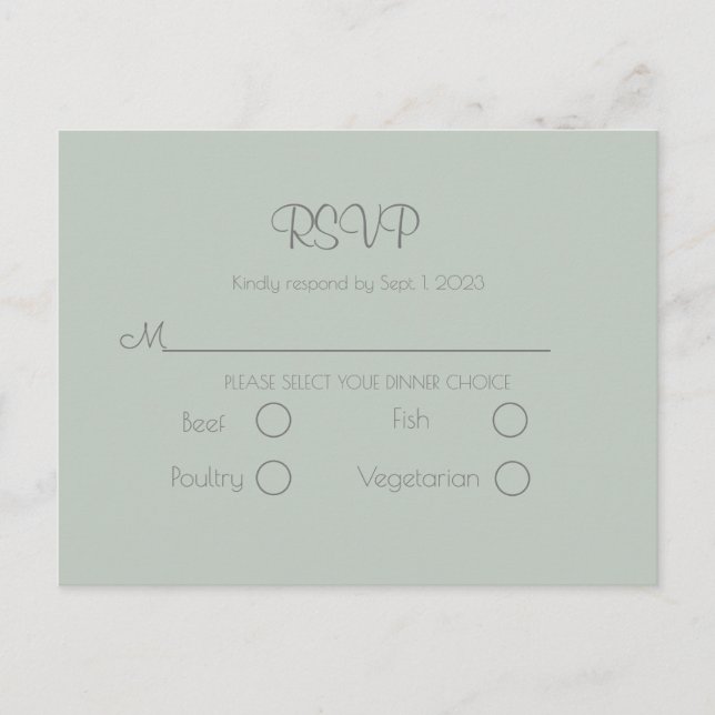 Sage Green Wedding Simple Elegante UAWG Postkarte (Vorderseite)