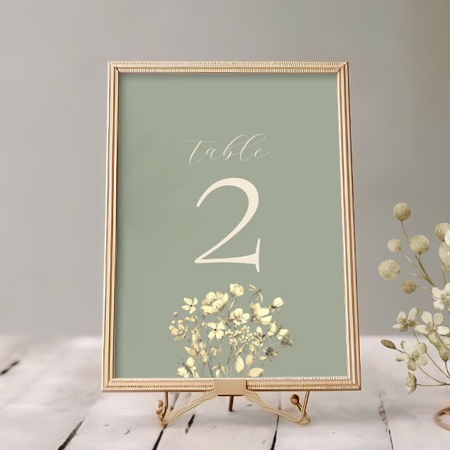 Sage Green Wedding Tischnummer Card (Von Creator hochgeladen)