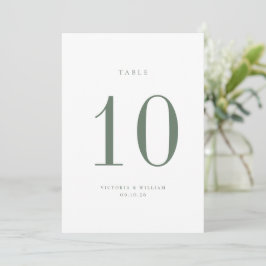 Sage Green Wedding Tischnummer Card