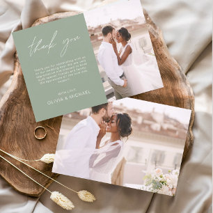 Sage Green Wedding Vielen Dank Foto Simple Elegant Dankeskarte
