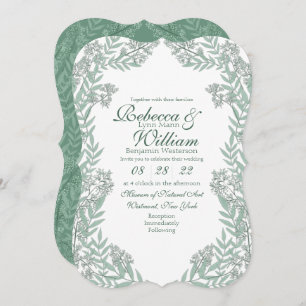 Sage Green Wedding Vintag Botanical Einladung