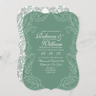 Sage Green Wedding Vintag Botanical Einladung