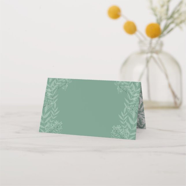 Sage Green Wedding Vintag Botanical Platzkarte (Vorderseite)