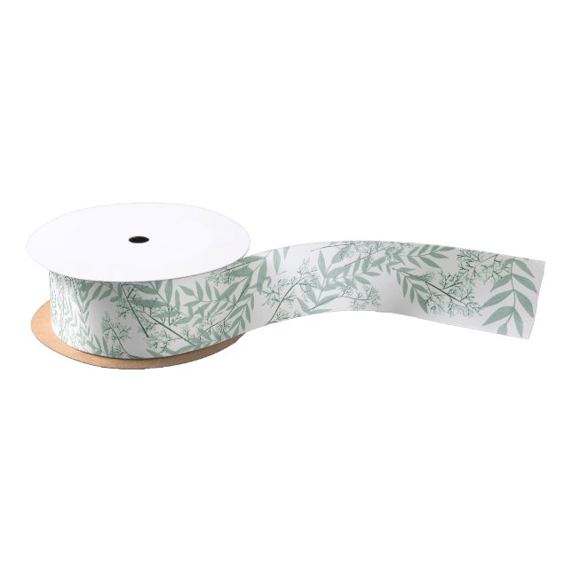 Sage Green Wedding Vintag Botanical Satinband (Spule)