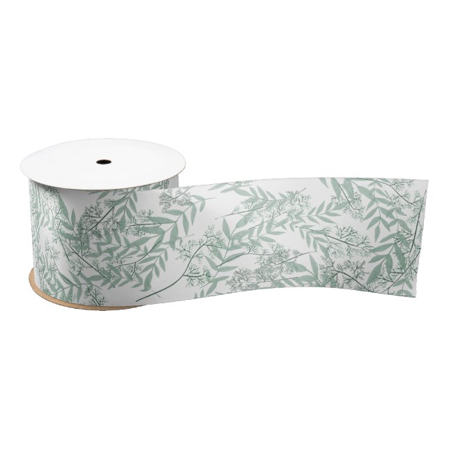 Sage Green Wedding Vintag Botanical Satinband (Spule)