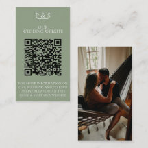 Sage Green Wedding Website QR Code Photo Rsvp