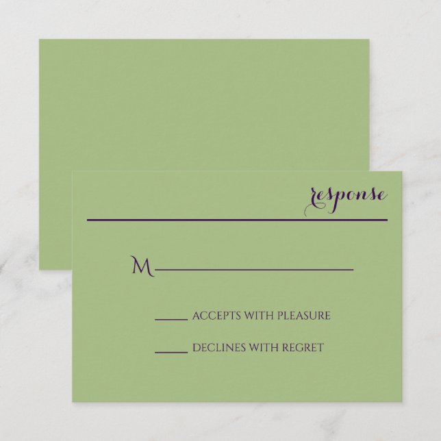 Sage Green Wedite Invite Response Card RSVP Karte (Vorne/Hinten)