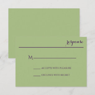 Sage Green Wedite Invite Response Card RSVP Karte
