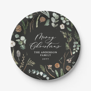 Sage Green Weihnachten minimale botanische Pappteller