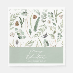Sage Green Weihnachten minimale botanische Serviette