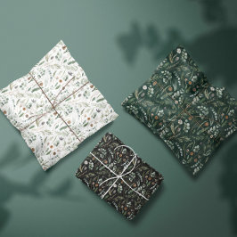 Sage green Weihnachten moderne minimale botanische Geschenkpapier Set