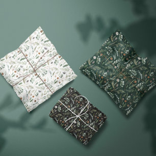 Sage green Weihnachten moderne minimale botanische Geschenkpapier Set