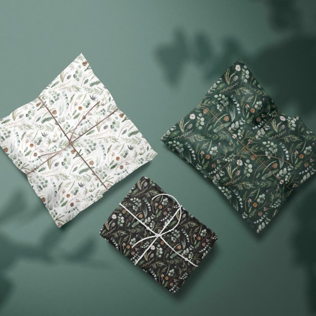 Sage green Weihnachten moderne minimale botanische Geschenkpapier Set (Von Creator hochgeladen)