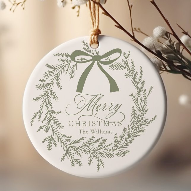 Sage Green Weihnachtsfeiertag Keramik Ornament (Von Creator hochgeladen)