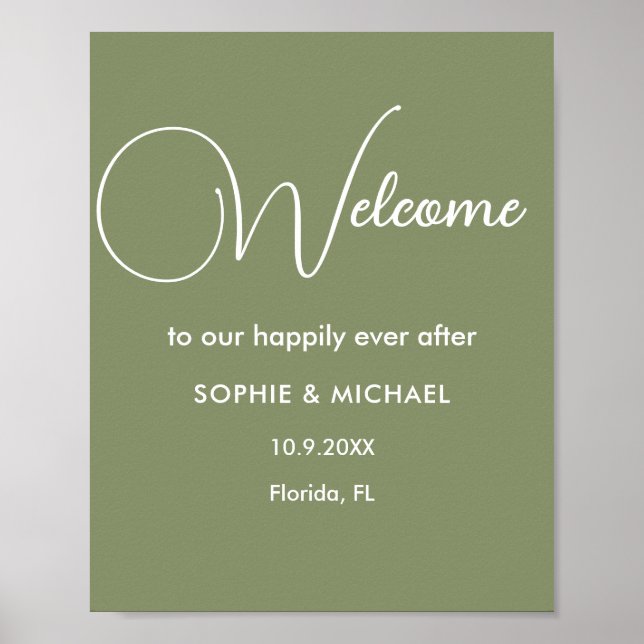 Sage Green Welcome Wedding Poster (Vorne)