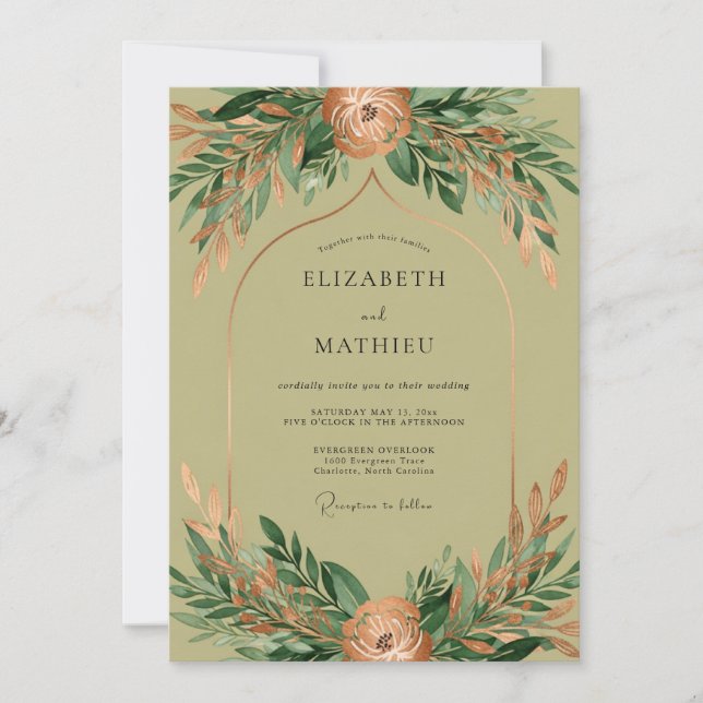 Sage Green Whimsical Rustic Wedding Einladung (Vorderseite)