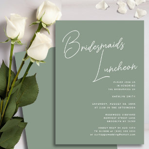 Sage Green Whimsical Script Bridesmaids Luncheon Einladung
