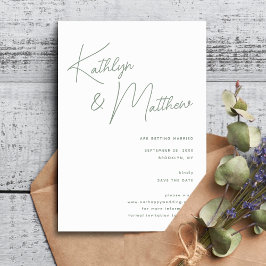 Sage Green Whimsiscript Minimalistisch Modern Save The Date