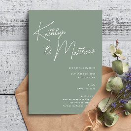 Sage Green Whimsiscript Minimalistisch Modern Save The Date