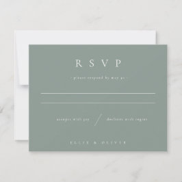 Sage Green & White Boho 1 Wedding Modern RSVP Karte