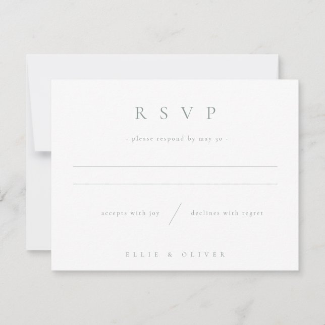 Sage Green & White Boho Foto Hochzeit Moderne RSVP Karte (Vorderseite)
